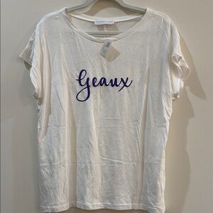 Women's White Graphic Tee “Geaux”